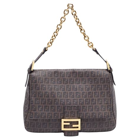 fendi brown zucchino coated canvas mama baguette shoulder bag|Fendi baguette bag.